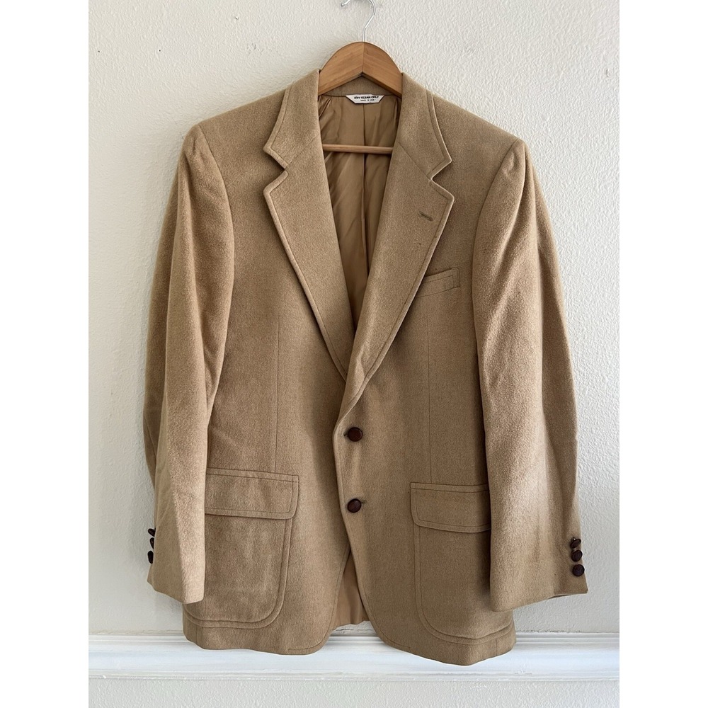Barrister Vintage 100% Camel Hair Sports Jacket Coat Men's Neutral Preppy Winter